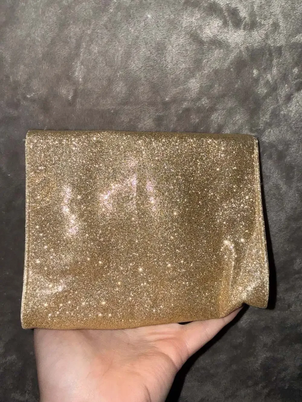bareMinerals Gold Glitter Cosmetic Makeup Clutch Bag